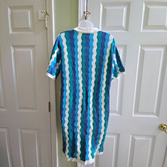 NWT Tuckernuck Hyacinth House Aqua Wavy Sammie Mini Dress Size Small - Picture 4 of 11